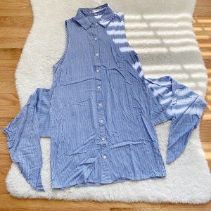 Mind Code NWOT Women's Sleeveless Stripes Tunic Shirt, Blue, Size S/L